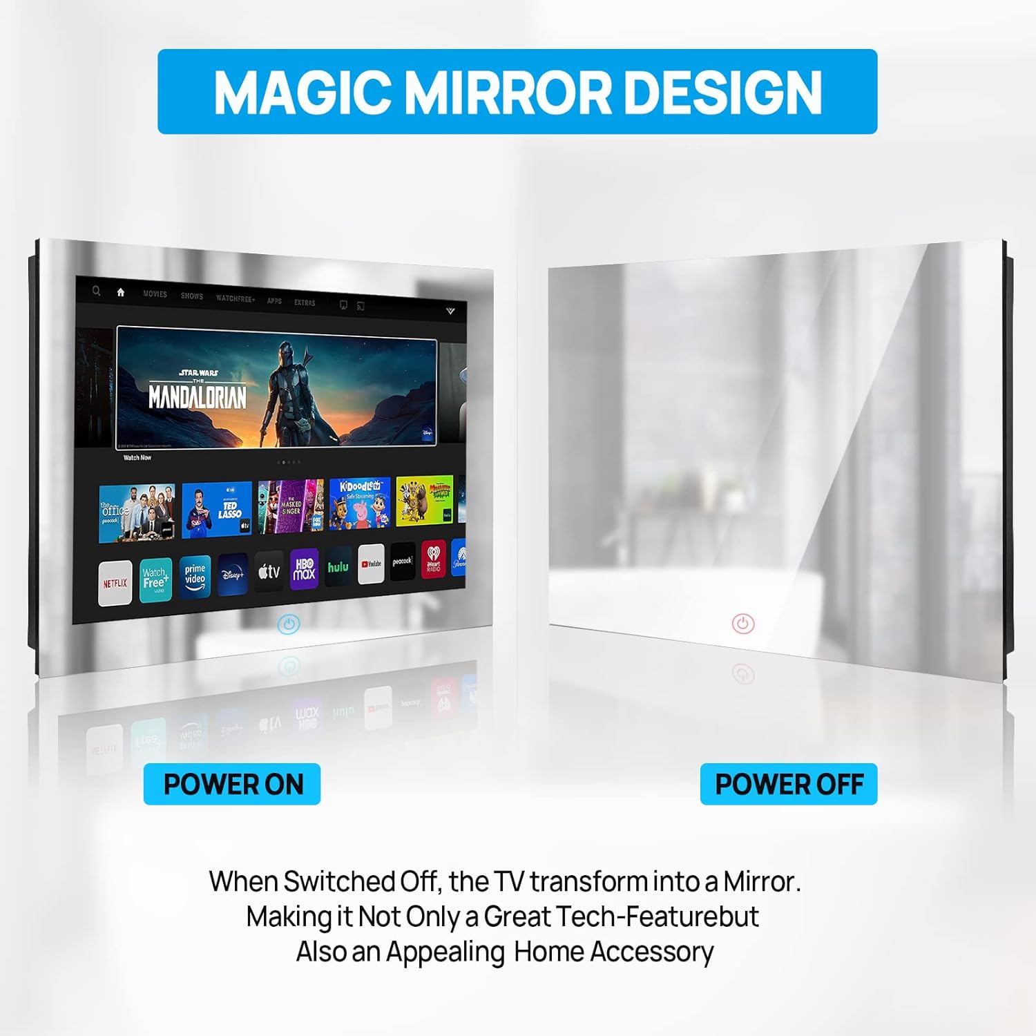 Haocrown Specchio da bagno impermeabile da 27 pollici Smart Touchscreen Android 11 TV, sintonizzatore ATSC Full HD 1080P Wi-Fi integrato Bluetooth Bluetooth (quasi nuovo, 2022)