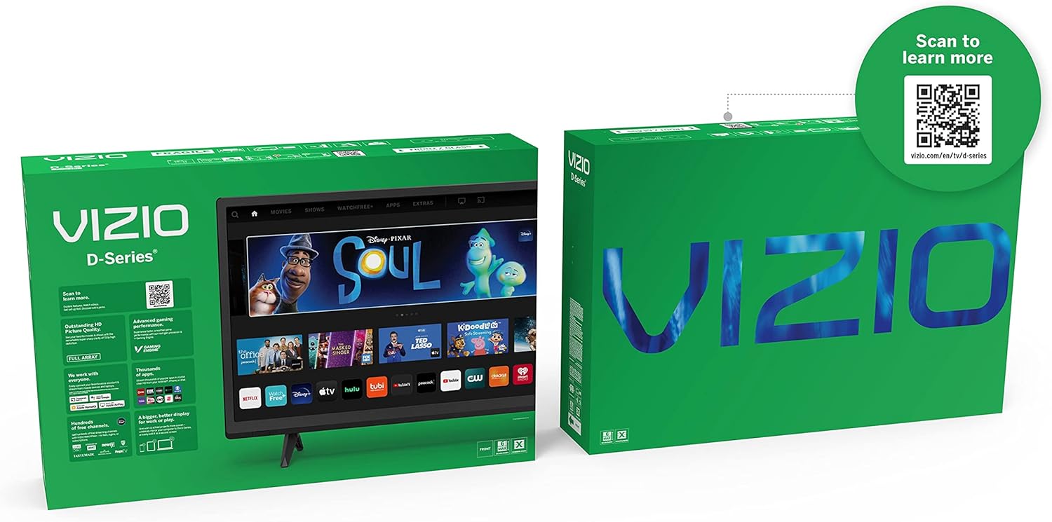 VIZIO 40-calowy telewizor Smart TV Full HD 1080p serii D z wbudowanym AMD FreeSync, Apple AirPlay i Chromecastem, kompatybilność z Alexa, model D40f-J09, 2022