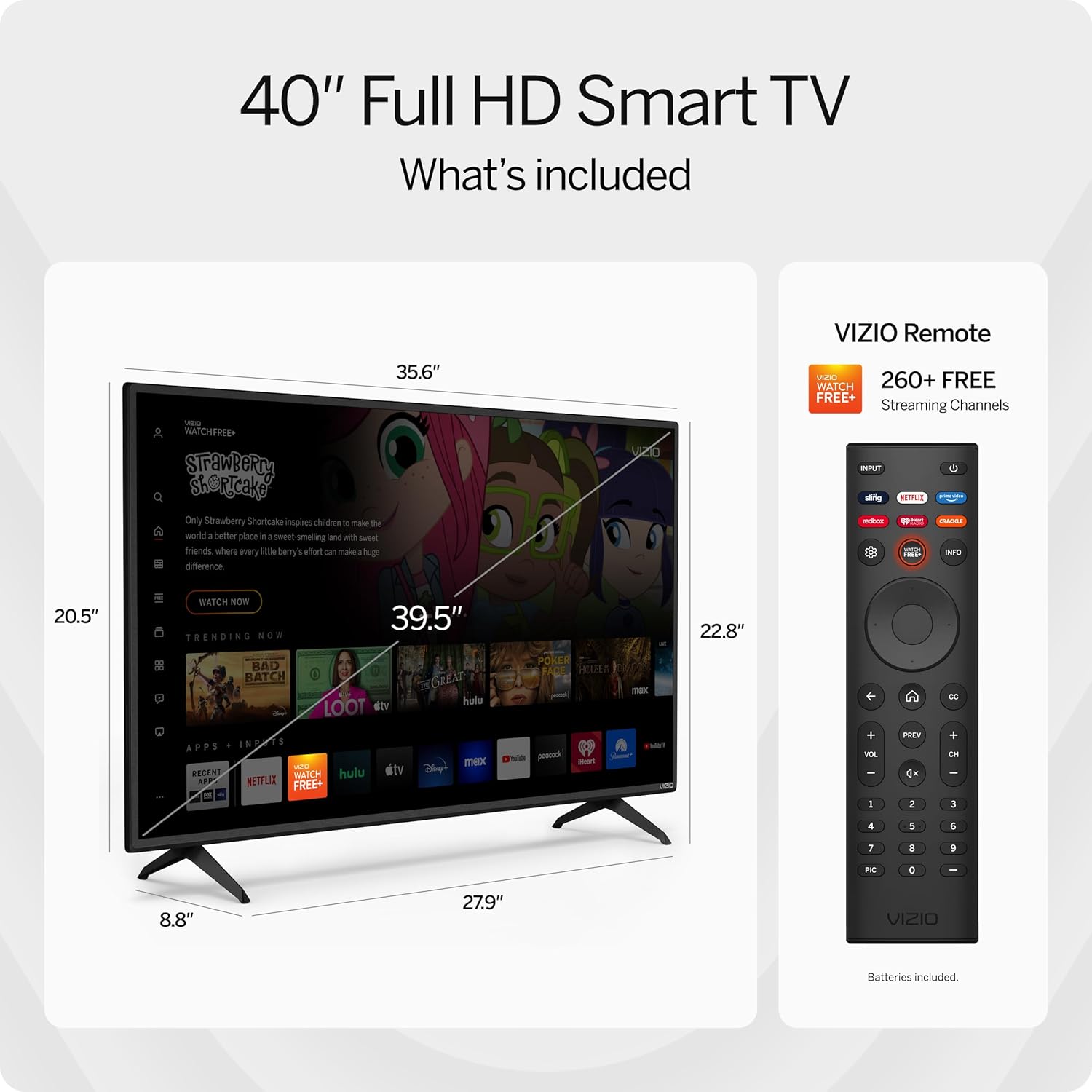 VIZIO 40-calowy telewizor Smart TV Full HD 1080p serii D z wbudowanym AMD FreeSync, Apple AirPlay i Chromecastem, kompatybilność z Alexa, model D40f-J09, 2022