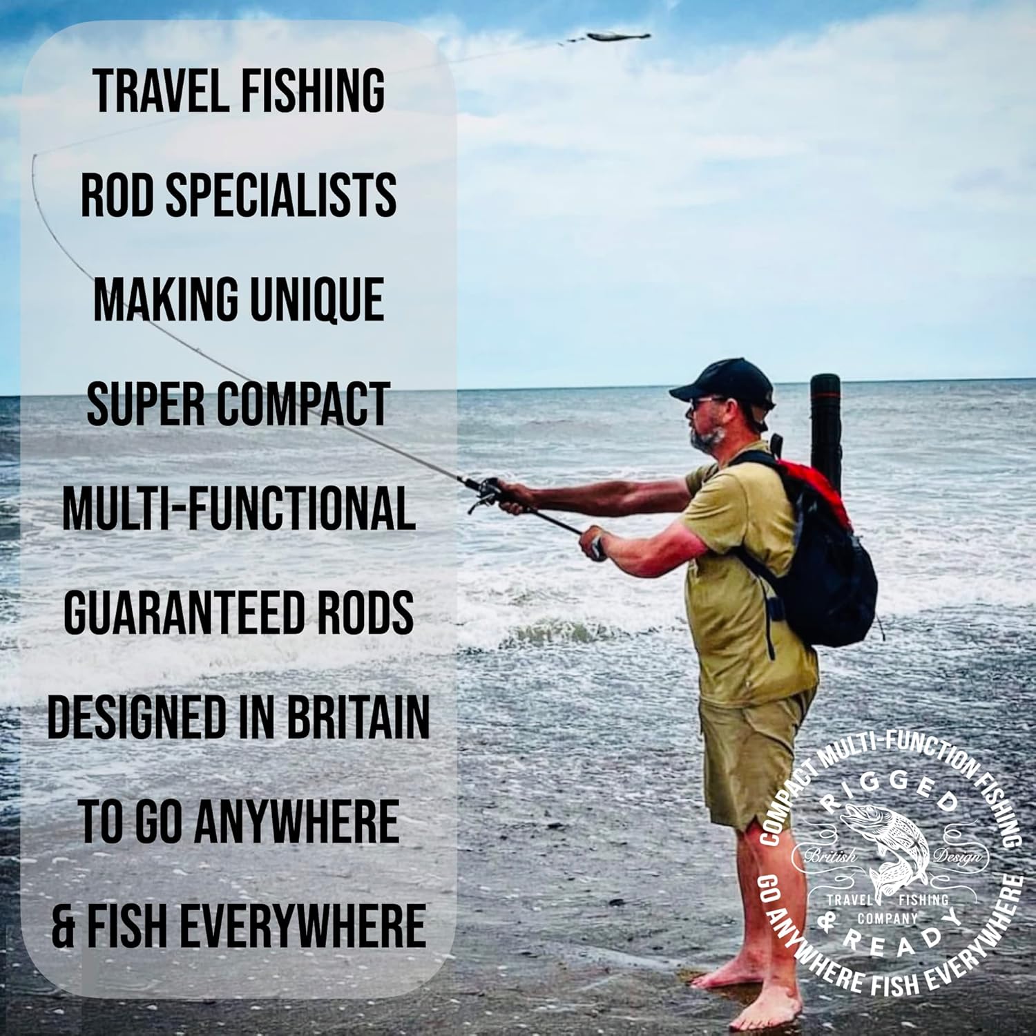 Rigged and Ready Predator Series Spin-Baitcast Fishing Rods. Compact hi-Carbon rods. Unique Spin/cast Micro Trigger. 4 Rod Sections, 2 Tips, case for Mobile Travel Rod Angling. Max 15Kg 33lbs Fish · v6