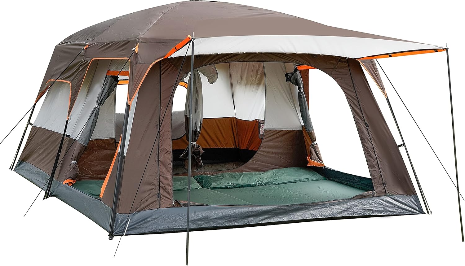KTT Extra Large Tent 6-10-12 Person(A),Family Cabin Tents,2 Rooms,3 Doors and 3 Windows with Mesh,Straight Wall,Waterproof,Double Layer,Big Tent for Outdoor,Picnic,Camping,Family Gathering · v10