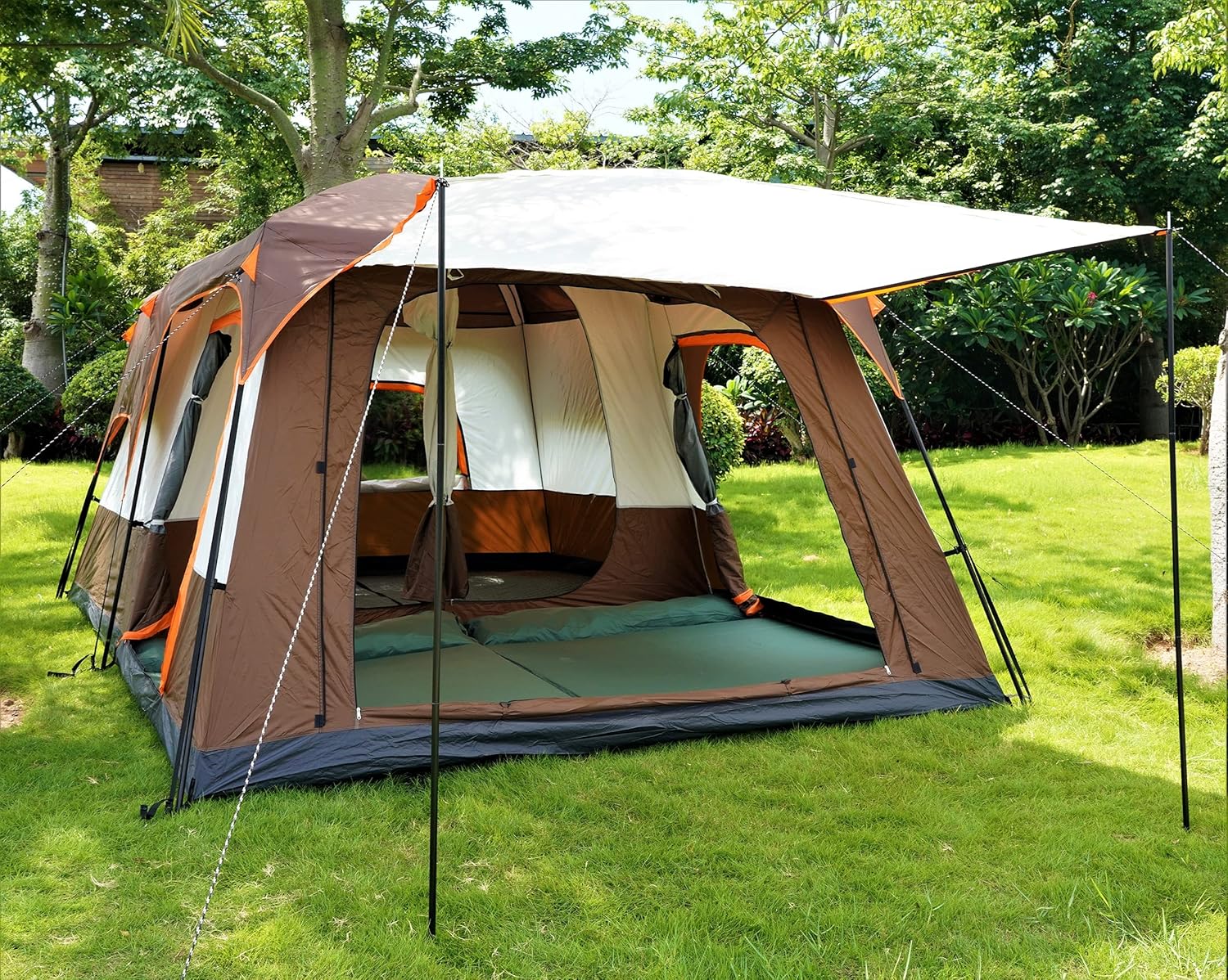 KTT Extra Large Tent 6-10-12 Person(A),Family Cabin Tents,2 Rooms,3 Doors and 3 Windows with Mesh,Straight Wall,Waterproof,Double Layer,Big Tent for Outdoor,Picnic,Camping,Family Gathering · v10