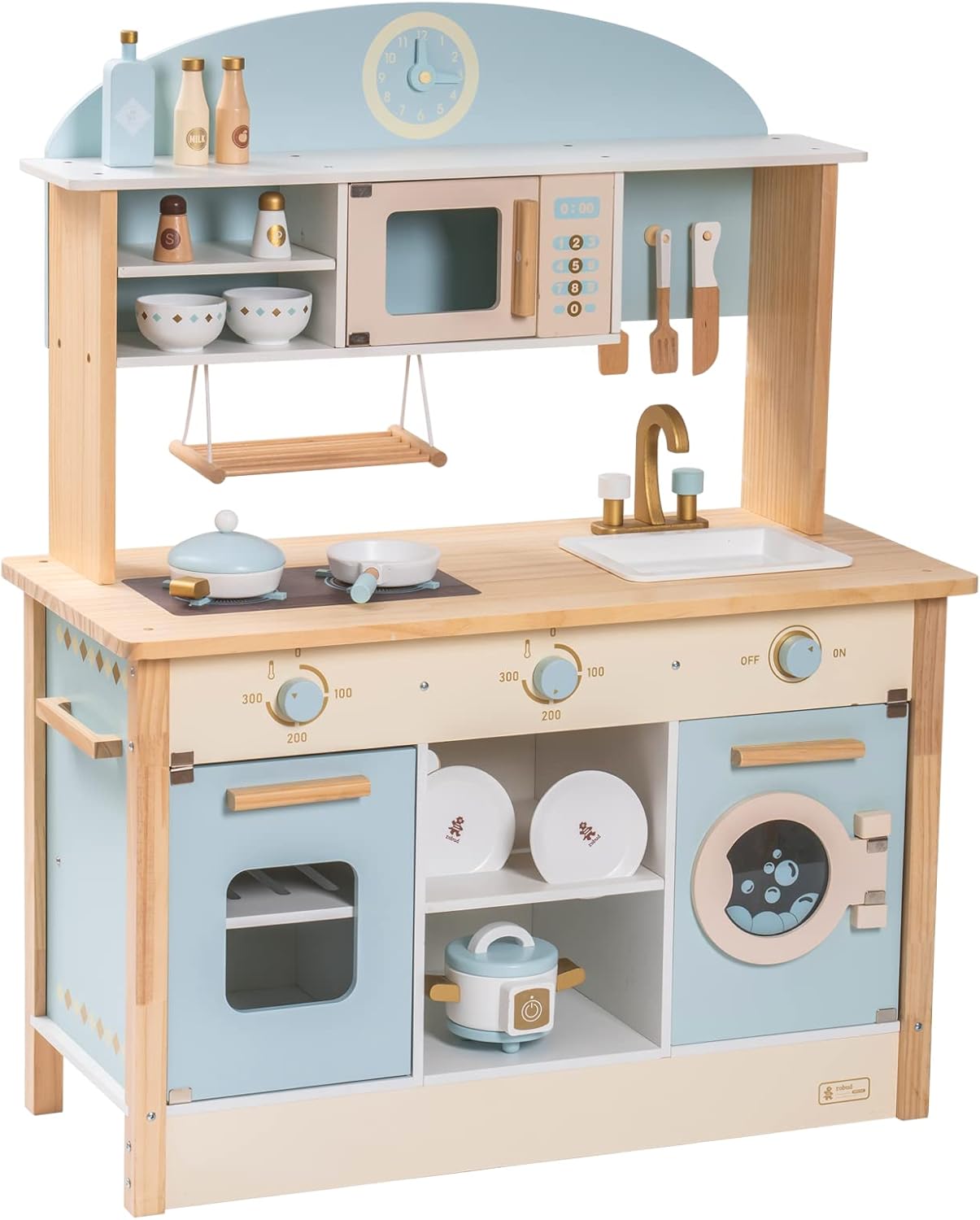 ROBUD Wooden Play Kitchen Set for Kids Toddlers, Toy Kitchen Gift for Boys Girls, Age 3 · v3