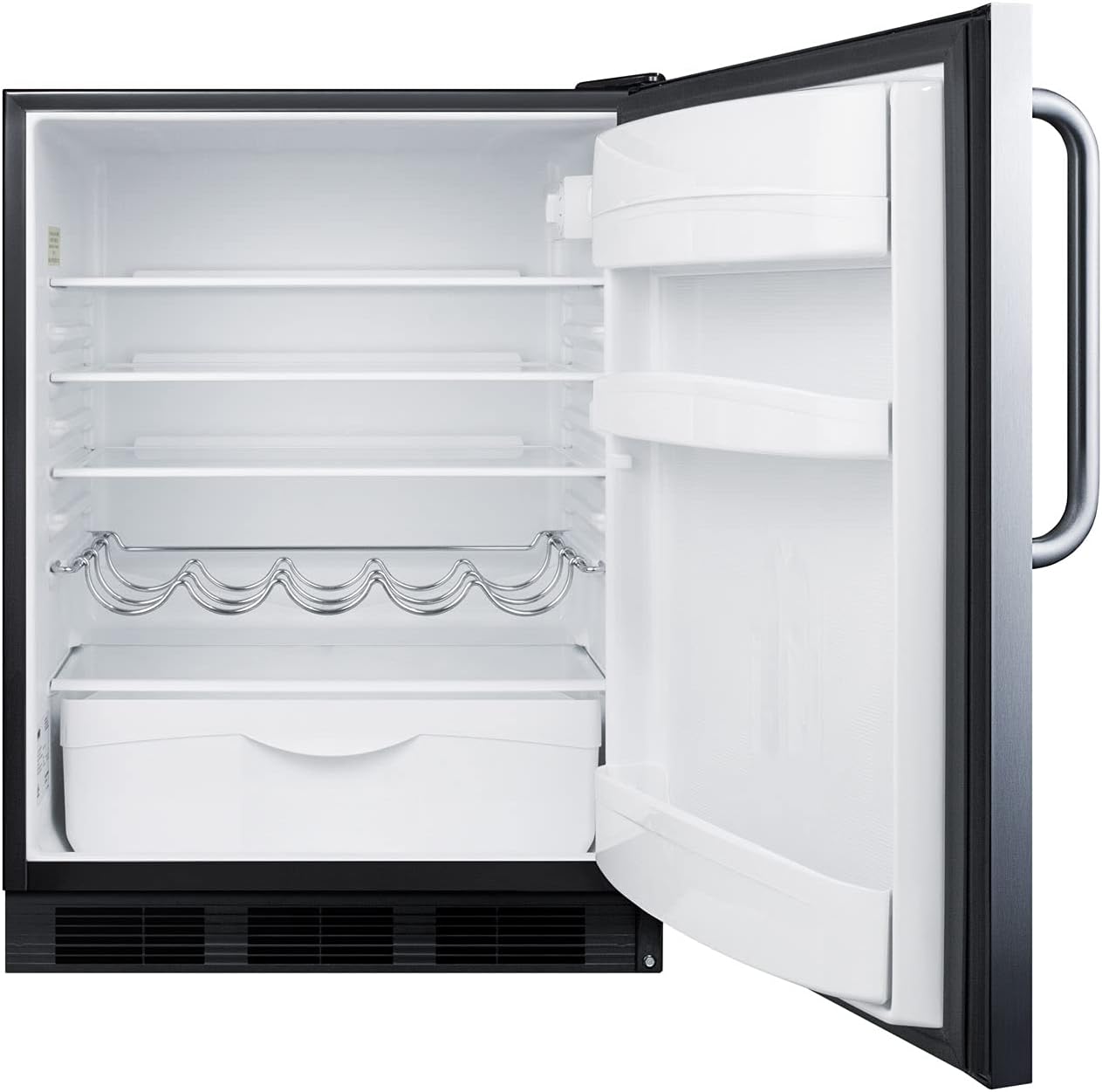 Summit FF63BKCSSADA 24 Inch Wide 5.5 Cu. Ft. ADA Compliant Compact Refrigerator with Adjustable Shelves and Stainless Cabinet - Stainless Steel