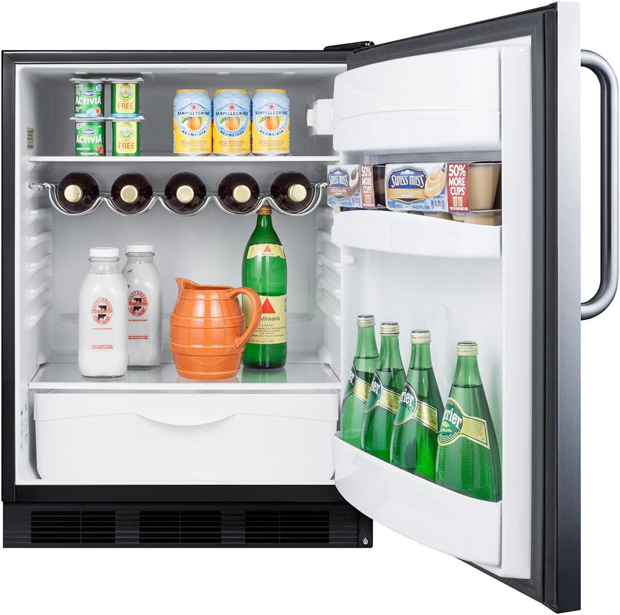 Summit FF63BKCSSADA 24 Inch Wide 5.5 Cu. Ft. ADA Compliant Compact Refrigerator with Adjustable Shelves and Stainless Cabinet - Stainless Steel