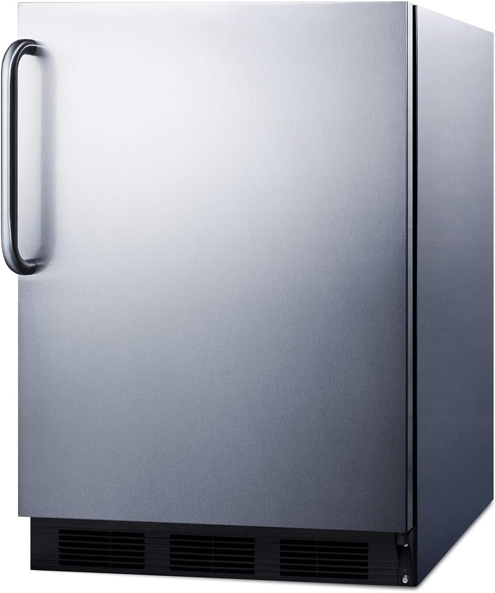 Summit FF63BKCSSADA 24 Inch Wide 5.5 Cu. Ft. ADA Compliant Compact Refrigerator with Adjustable Shelves and Stainless Cabinet - Stainless Steel