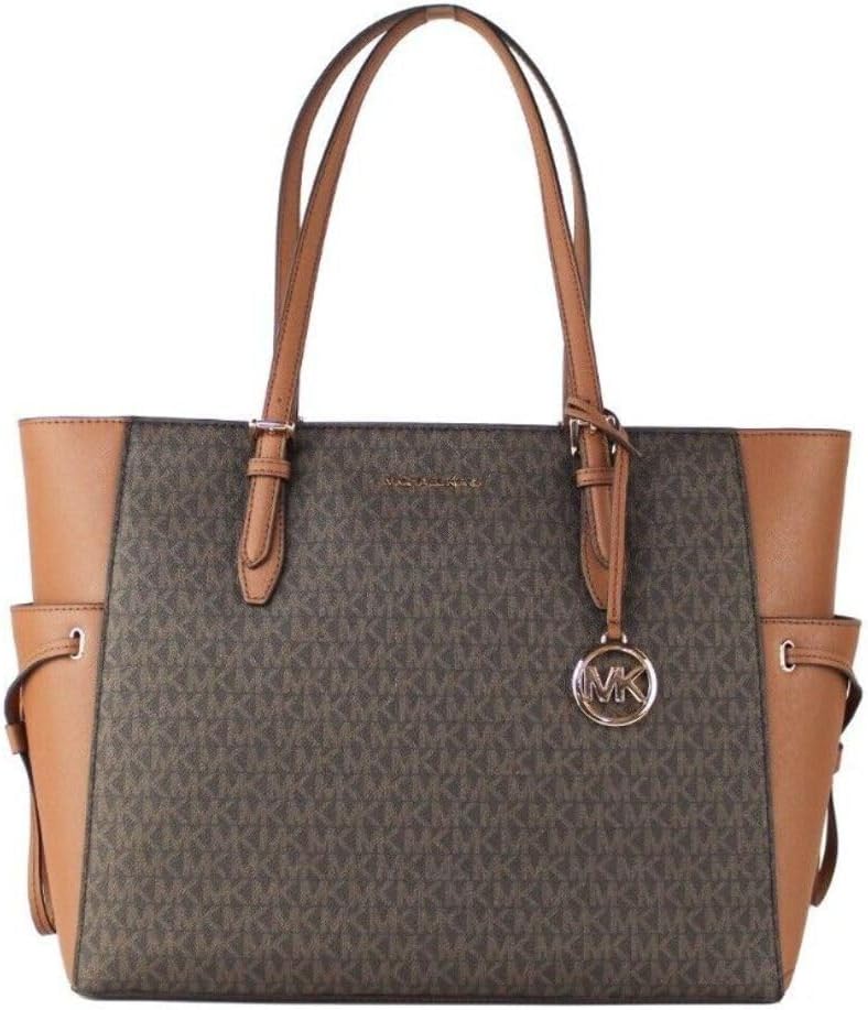 Michael Kors Gilly Large Jet Set Travel Drawstring Tote Brown MK Signature · v2