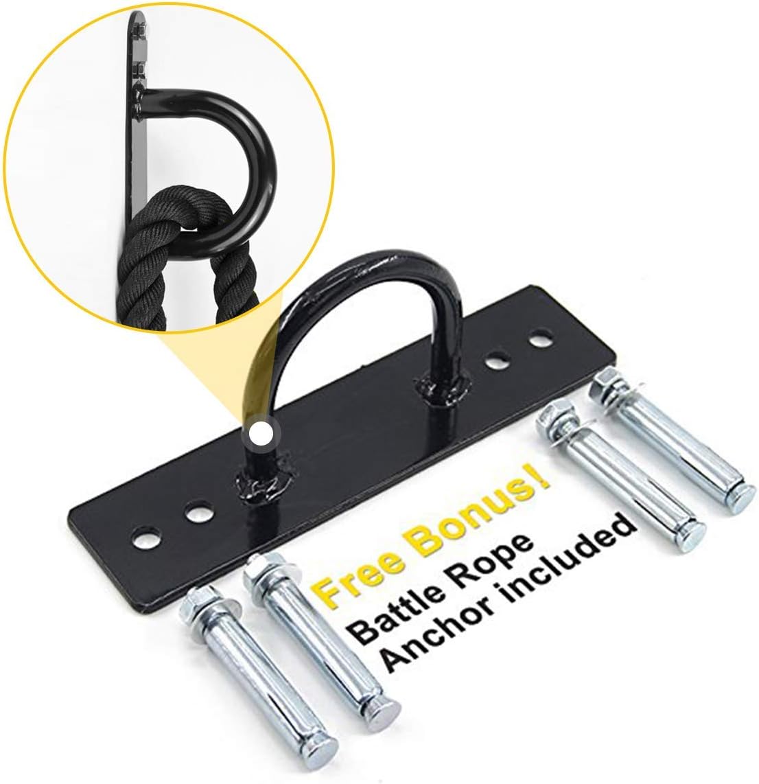 POWER GUIDANCE Corde de combat en polydacron de 1,5 pouce de diamètre, équipement d'exercice de 30 pieds de long pour la maison, la gym, support mural et au plafond pour sangles de suspension, anneaux de gymnastique, balançoires de yoga