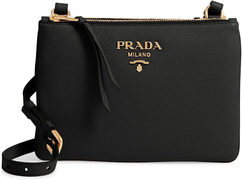 Tracolla nera Prada Vitello Phenix Gold Hardware 1BH046
