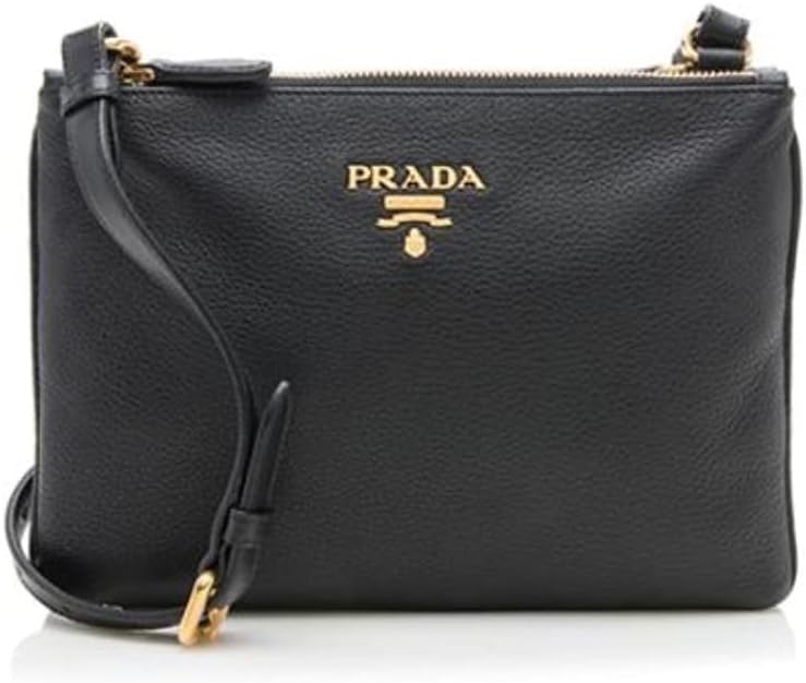 Tracolla nera Prada Vitello Phenix Gold Hardware 1BH046