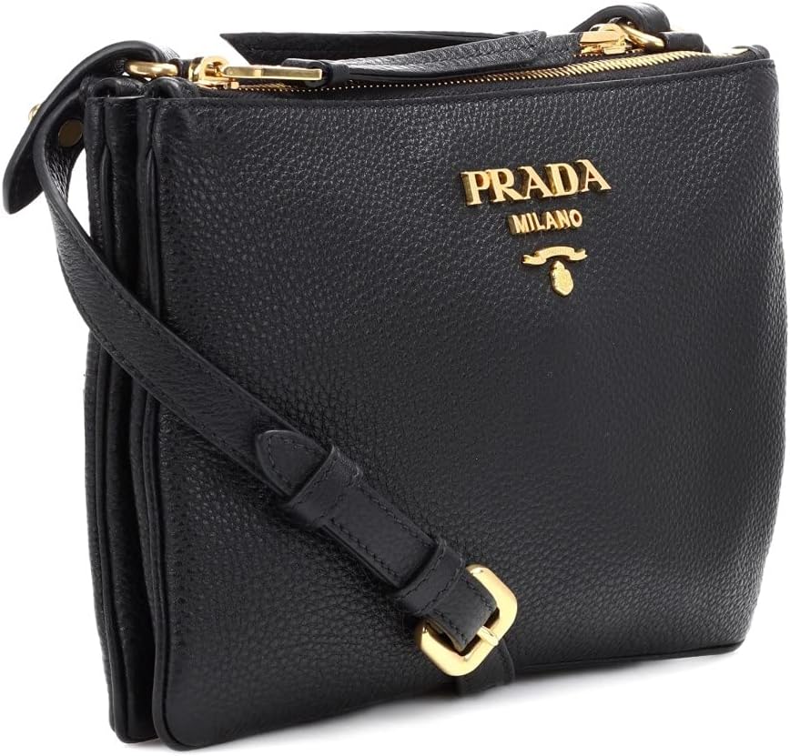 Tracolla nera Prada Vitello Phenix Gold Hardware 1BH046