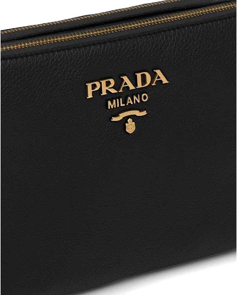 Tracolla nera Prada Vitello Phenix Gold Hardware 1BH046