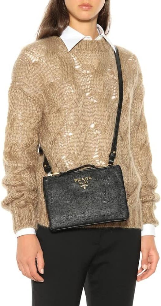 Tracolla nera Prada Vitello Phenix Gold Hardware 1BH046