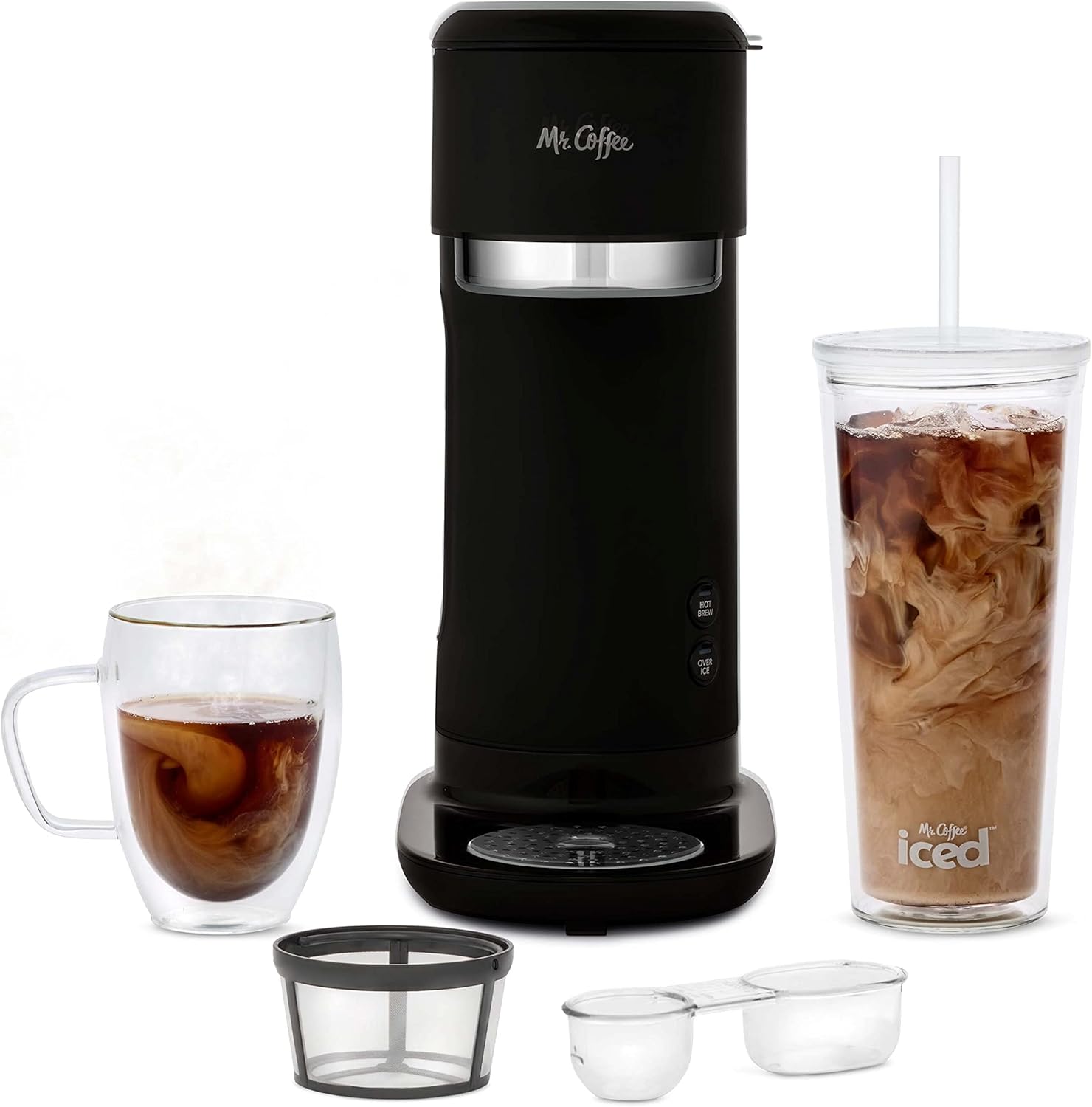 Mr. Coffee Iced and Hot Coffee Maker, Single Serve Machine with 22-Ounce Tumbler and Reusable Coffee Filer, Black · v2