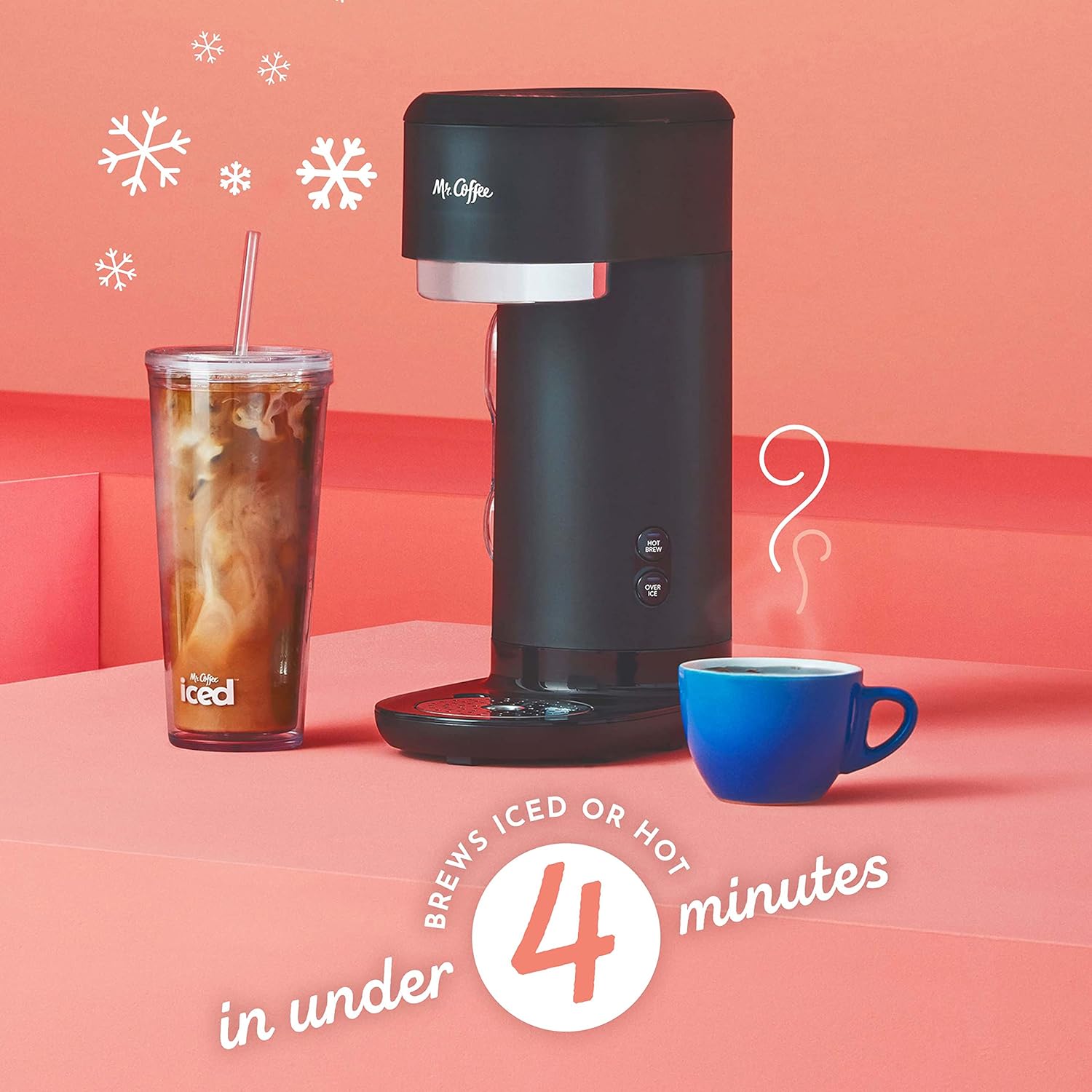 Mr. Coffee Iced and Hot Coffee Maker, Single Serve Machine with 22-Ounce Tumbler and Reusable Coffee Filer, Black · v2