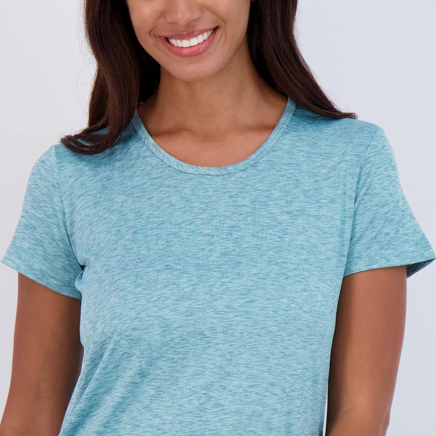 Real Essentials 5er-Pack: Dry Fit Tech Stretch Kurzarm-Sportshirt mit Rundhalsausschnitt für Damen (in Übergröße erhältlich)