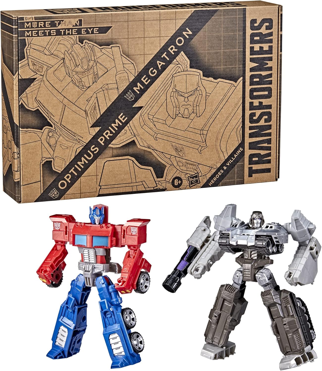 Action figure Transformers Toys Heroes and Villains Optimus Prime e Megatron, confezione da 2 - per bambini dai 6 anni in su, 7 pollici (esclusiva Amazon)