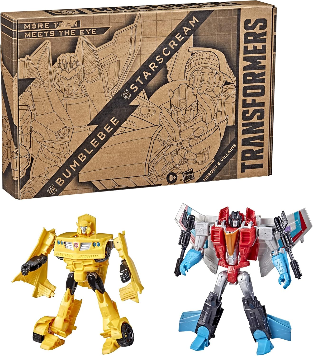 Transformers Toys Heroes and Villains Bumblebee and Starscream 2-Pack Action Figures - for Kids Ages 6 and Up, 7-inch (Amazon Exclusive) · v2