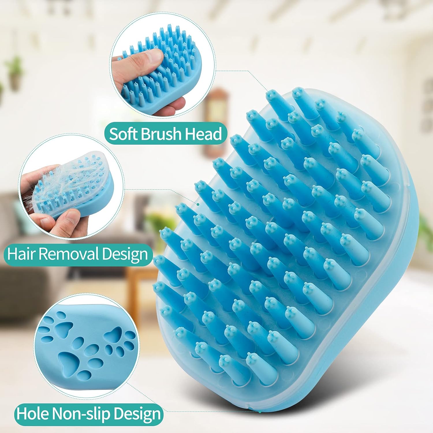 2Pack Dog Bath Brush, Soft Silicone Pet Shampoo Massage Dispenser Grooming Shower Brush for Short Long Haired Dogs and Cats Washing, ISWAYSTORE · v2
