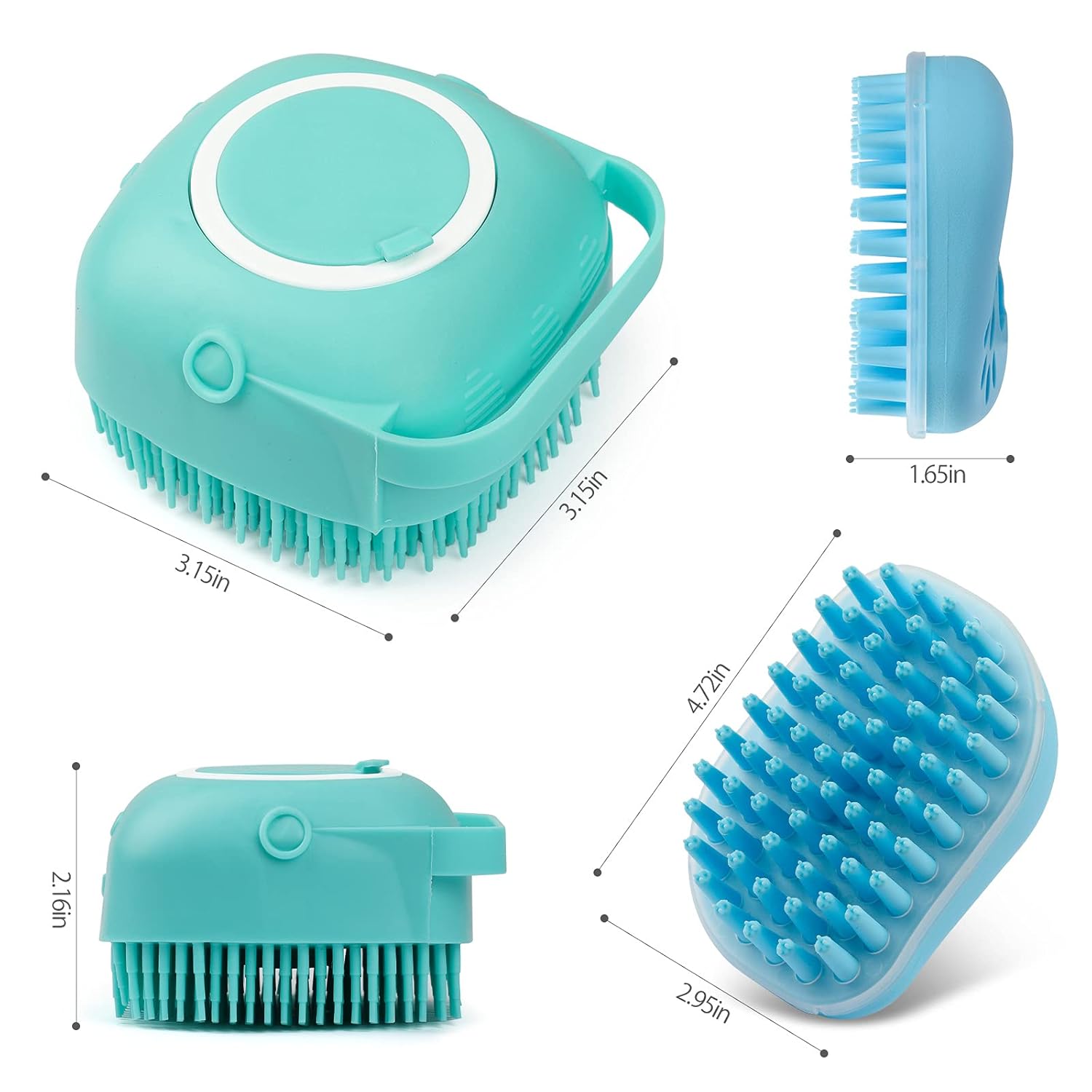 2Pack Dog Bath Brush, Soft Silicone Pet Shampoo Massage Dispenser Grooming Shower Brush for Short Long Haired Dogs and Cats Washing, ISWAYSTORE · v2