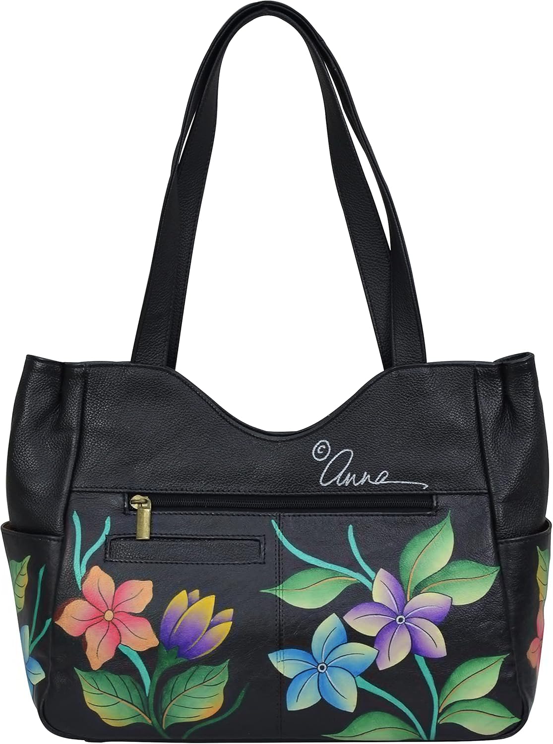 Anna by Anuschka Womens Genuine Leather Shoulder Bag - Hand Painted Original Artwork Exterior · v5