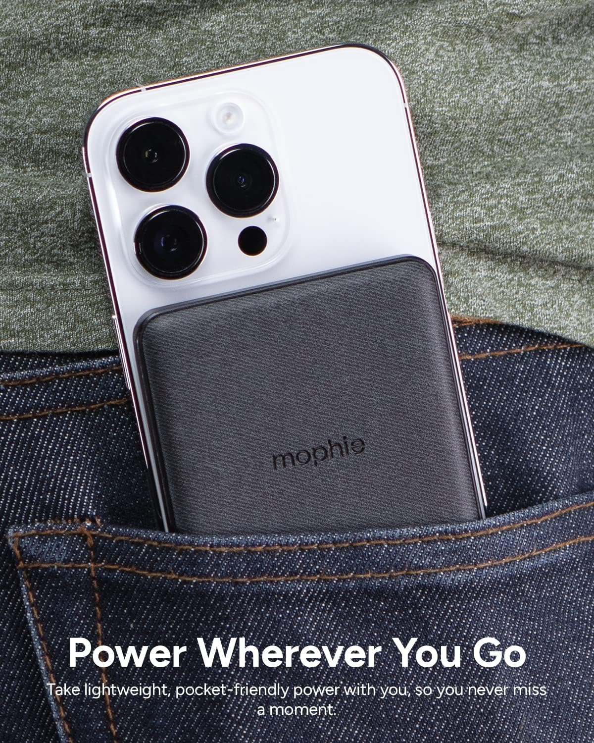 mophie Snap  Juice Pack Mini - Wireless Portable Magnetic Charger with 5000 mAh Internal Battery, Compatible with MagSafe  Qi-Enabled Smartphones, Works with Apple, Samsung, and Google Phones, Black