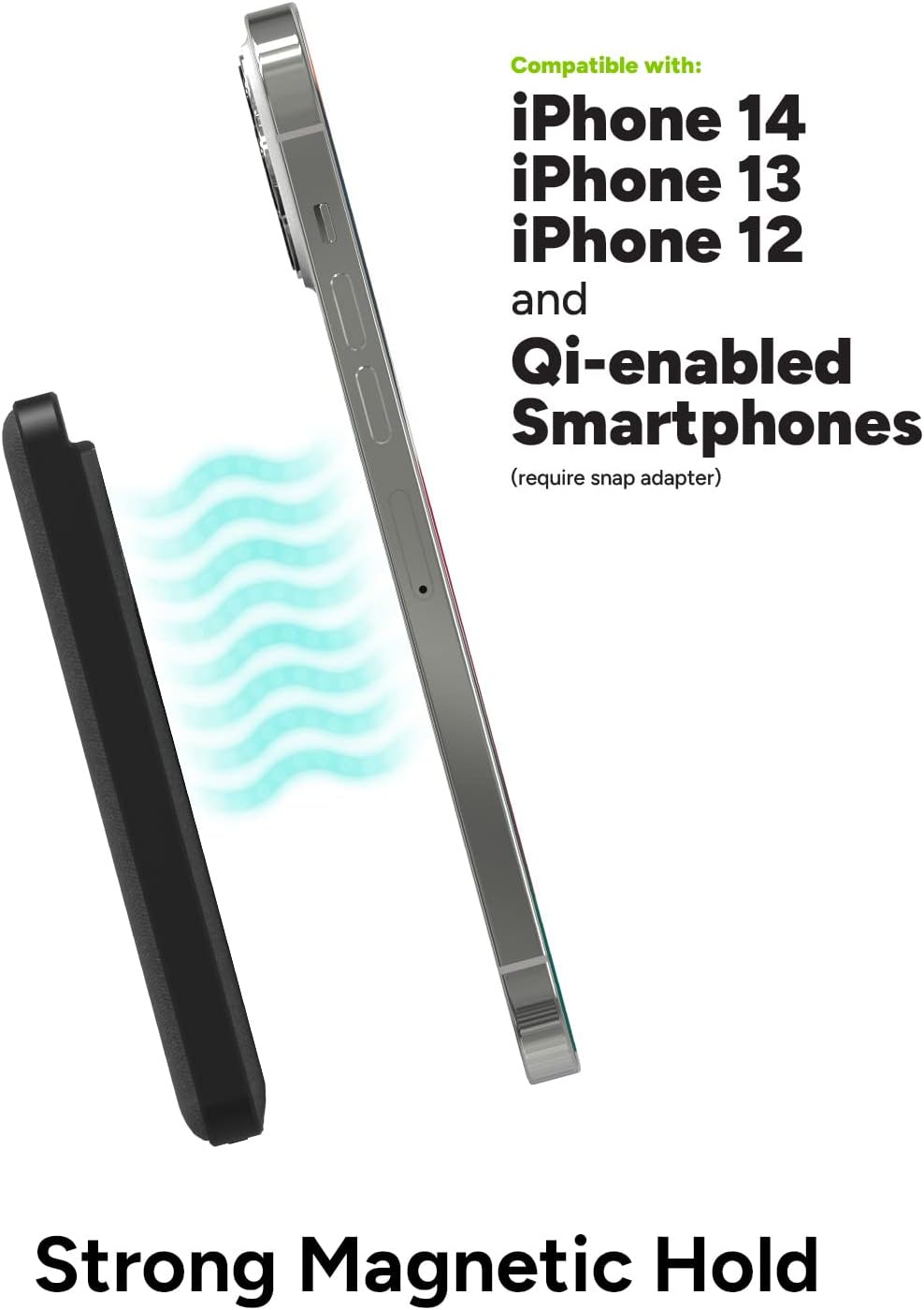 mophie Snap  Juice Pack Mini - Wireless Portable Magnetic Charger with 5000 mAh Internal Battery, Compatible with MagSafe  Qi-Enabled Smartphones, Works with Apple, Samsung, and Google Phones, Black