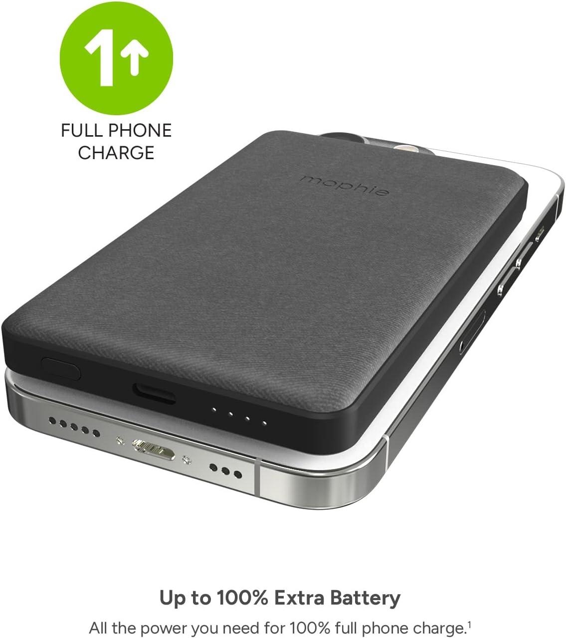 mophie Snap  Juice Pack Mini - Wireless Portable Magnetic Charger with 5000 mAh Internal Battery, Compatible with MagSafe  Qi-Enabled Smartphones, Works with Apple, Samsung, and Google Phones, Black