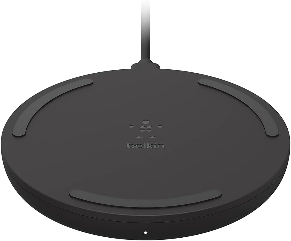 Chargeur sans fil Belkin Quick Charge - Chargeur 10 W certifié Qi pour Apple iPhone, Samsung Galaxy, Airpods Pro More, Recharge tout en écoutant de la musique ou en diffusant des vidéos - Lot de 2, noir (pas d'alimentation)