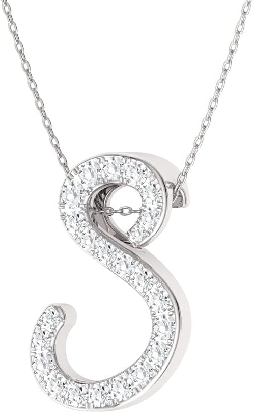 Diamondere halsketting met natuurlijke en gecertificeerde diamanten met initialen in 14 karaat witgoud | Hanger met ketting