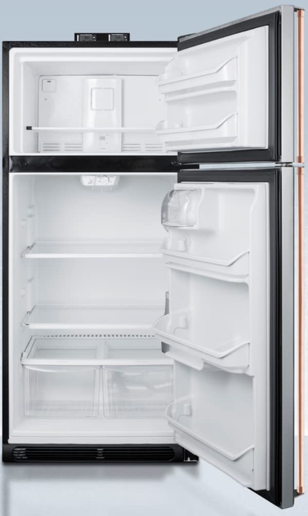 Summit Appliance BKRF18PLCP Break Room Refrigerator-Freezer with Pure Copper Handles and Factory-installed NIST Calibrated Alarm/Thermometers, Frost-free Defrost, Adjustable Shelves · v8