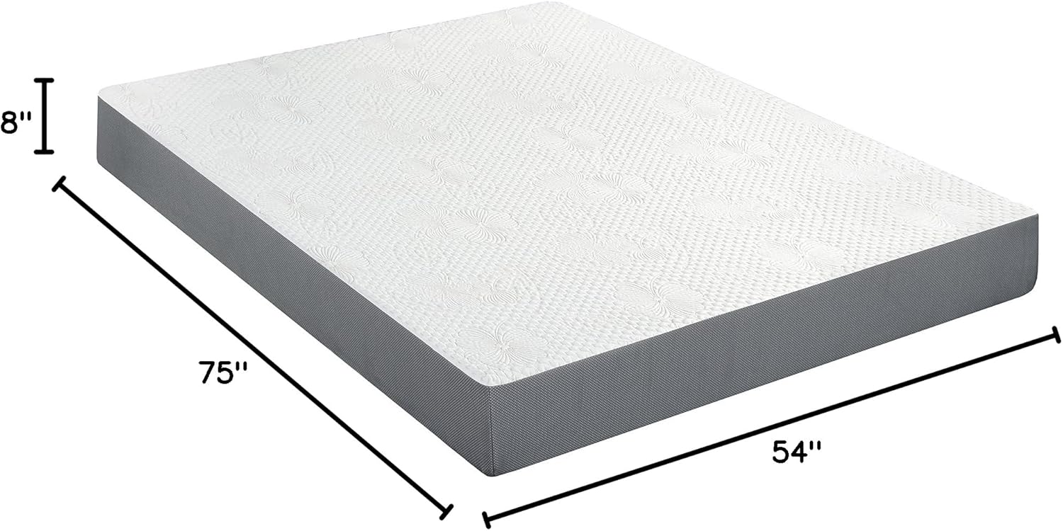 Olee Sleep 8 Inch Ventilated Gel Infused Memory Foam Mattress, CertiPUR-US® Certified, Gray, Full · v2