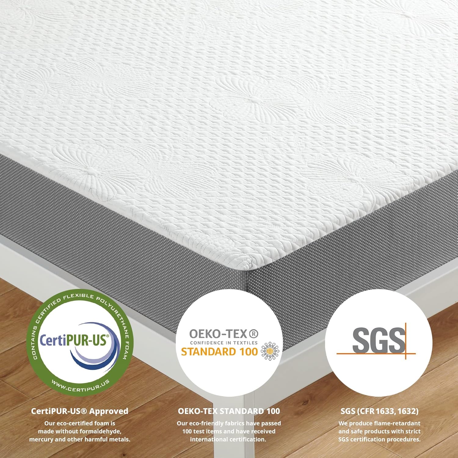 Olee Sleep 8 Inch Ventilated Gel Infused Memory Foam Mattress, CertiPUR-US® Certified, Gray, Full · v2
