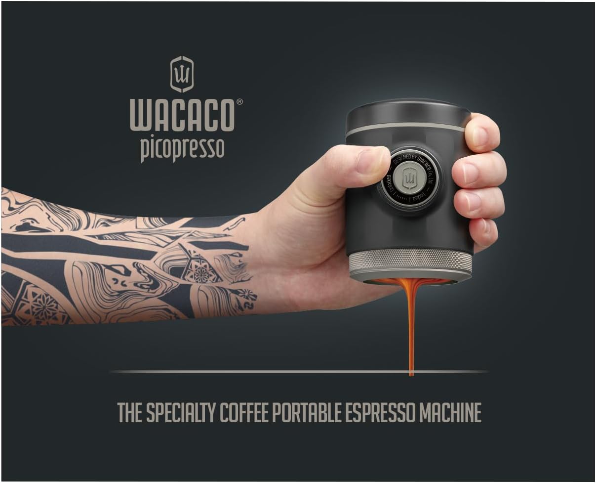 WACACO Picopresso เครื่องชงกาแฟเอสเพรสโซพกพาพร้อมเคสป้องกัน เครื่องชงกาแฟพิเศษระดับมืออาชีพ บดละเอียดพิเศษได้ เครื่องชงกาแฟแบบพกพาที่ควบคุมด้วยมือ