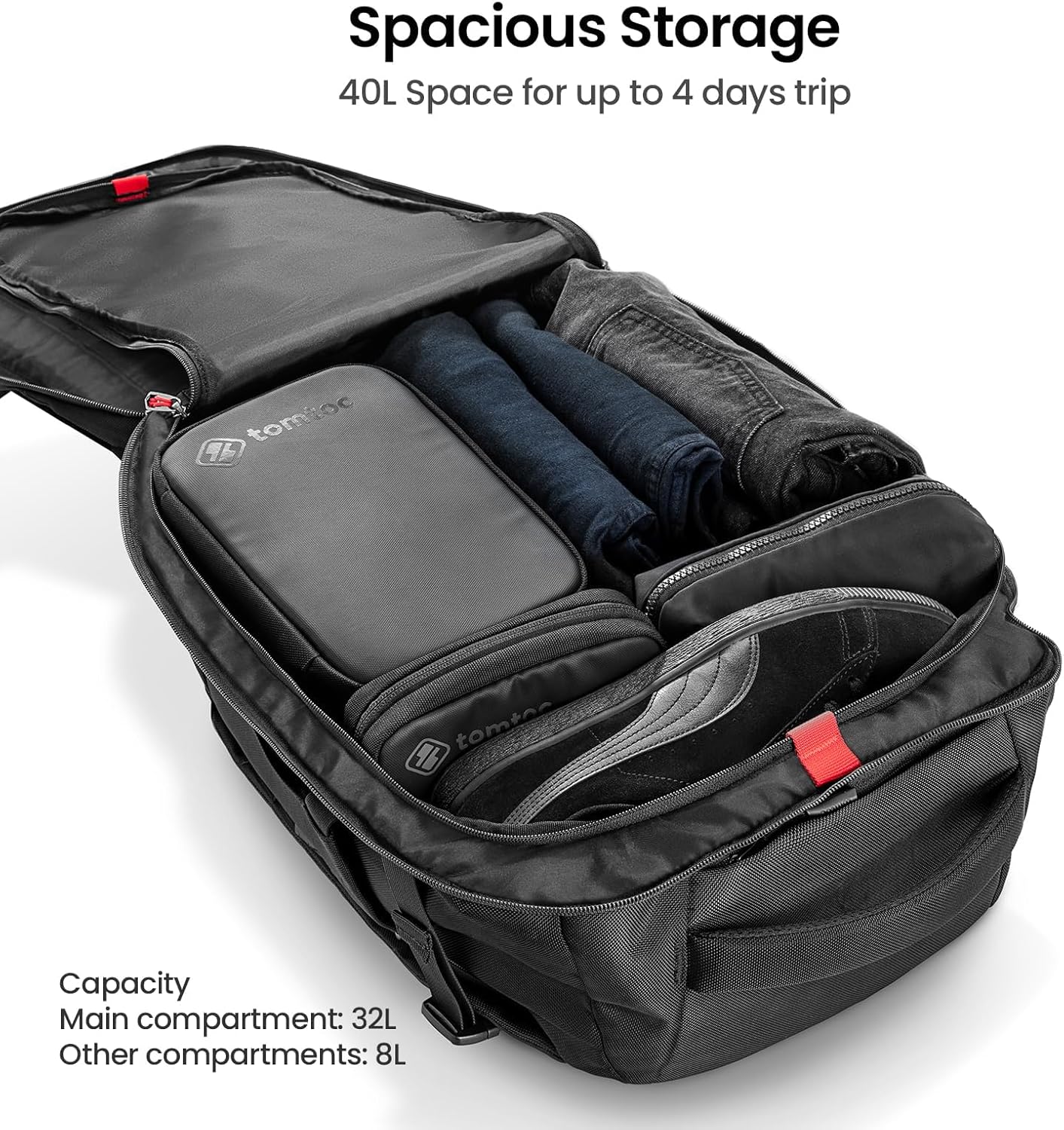 tomtoc Travel Backpack 40L, TSA Friendly Flight Approved Carry-on Luggage Hand Water-resistant Lightweight Business Rucksack, Durable Large Weekender Bag Daypack Fits 17.3 Inch Laptop · v3