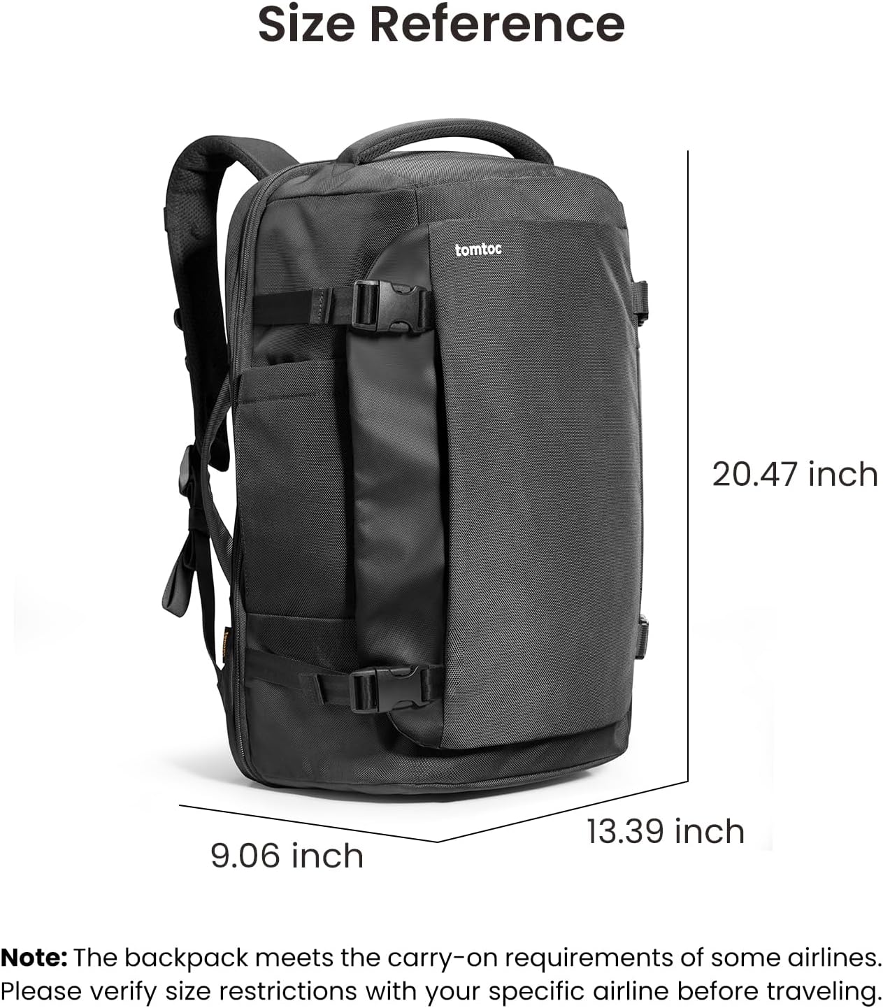 tomtoc Travel Backpack 40L, TSA Friendly Flight Approved Carry-on Luggage Hand Water-resistant Lightweight Business Rucksack, Durable Large Weekender Bag Daypack Fits 17.3 Inch Laptop · v3