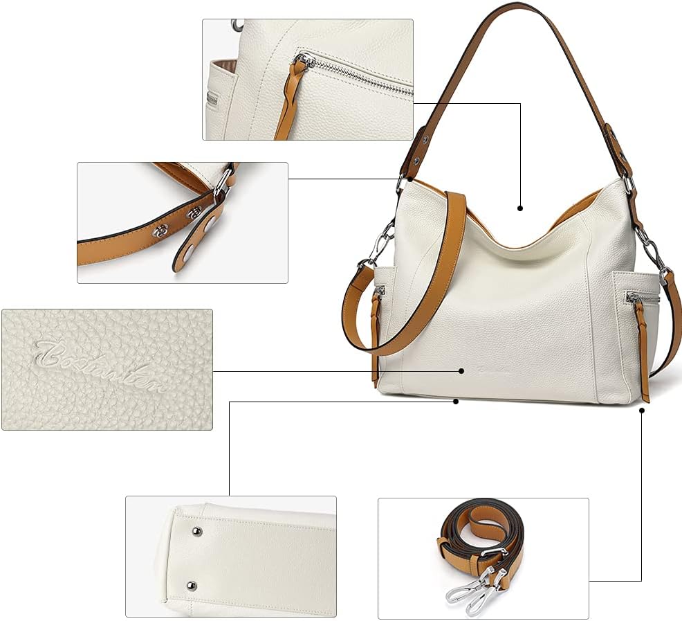 BOSTANTEN Genuine Leather Hobo Handbags Designer Shoulder Tote Purses Crossbody Large Bag for Women · v2