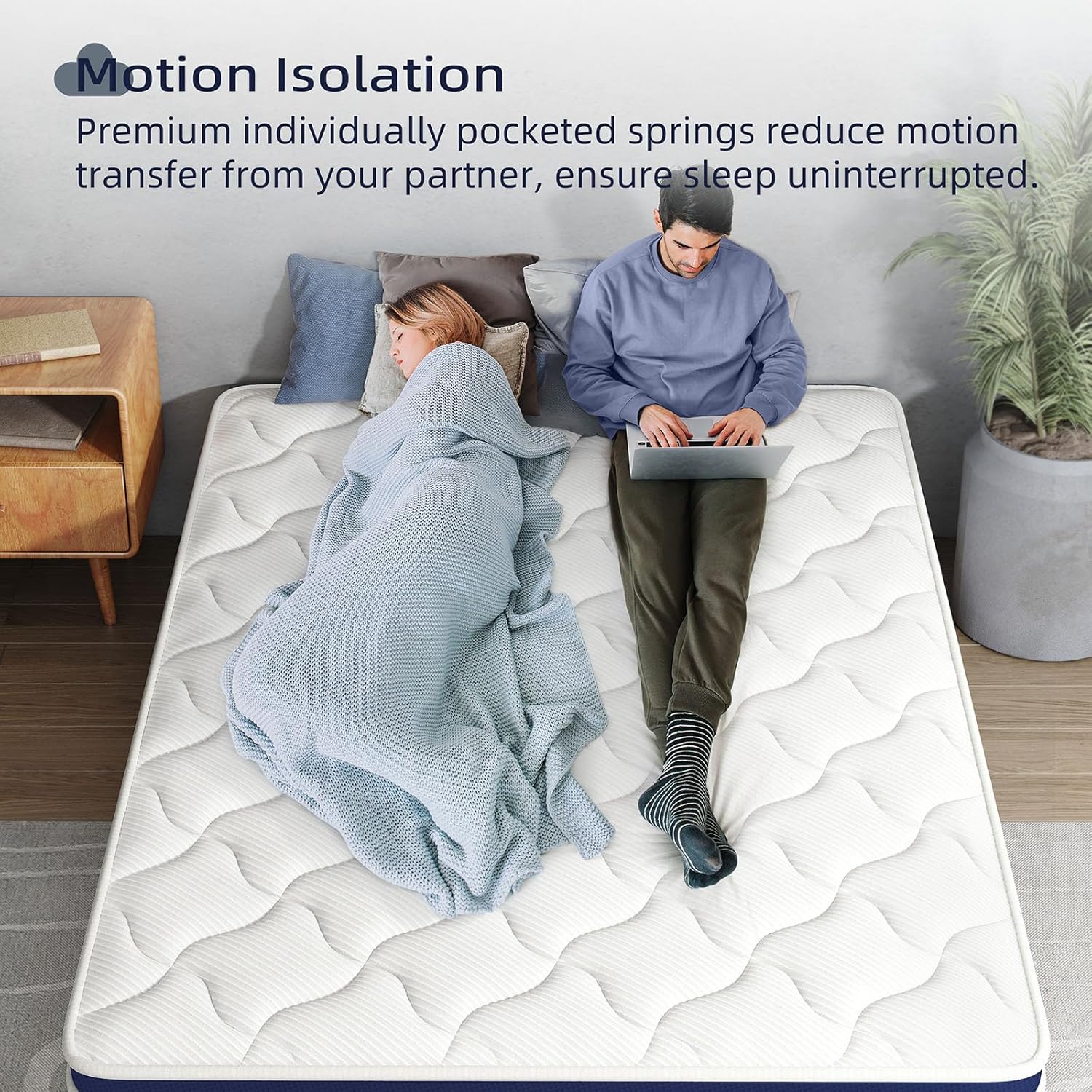 Colchón Crystal Queen Size en una caja, colchón híbrido de 10 pulgadas con espuma sin presión, colchón de muelles internos para aliviar la presión, aislamiento del movimiento, firmeza media, certificado CertiPUR-US