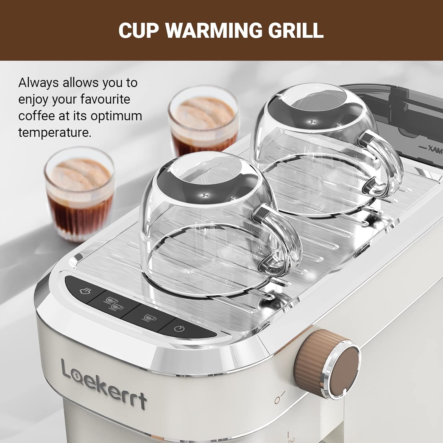 เครื่องชงกาแฟเอสเพรสโซ Laekerrt 20 บาร์ เครื่องชงเอสเพรสโซ CMEP01 พร้อมหัวตีฟองนม เครื่องทำกาแฟเอสเพรสโซสำหรับใช้ในบ้าน สำหรับลาเต้และคาปูชิโน สีขาวลูกแพร์ สเตนเลสสตีล ของขวัญสำหรับผู้หญิง ภรรยาหรือคุณแม่