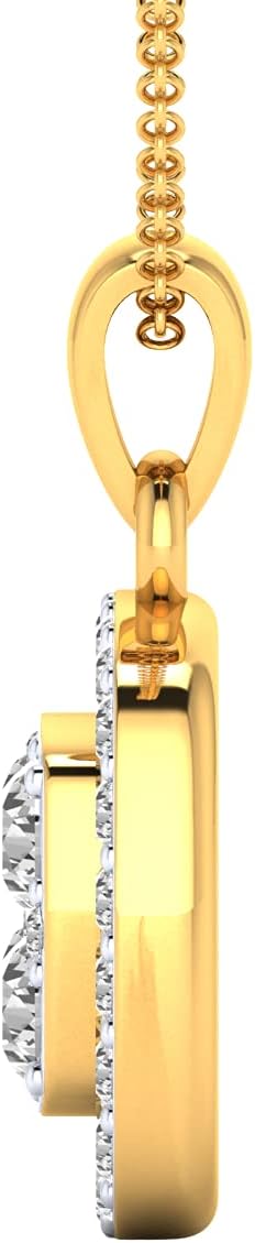 Certified 18K Gold Joint Square Pendant in Round Natural Diamond (0.55 ct) with White/Yellow/Rose Gold Chain Birthday Necklace for Women · v2