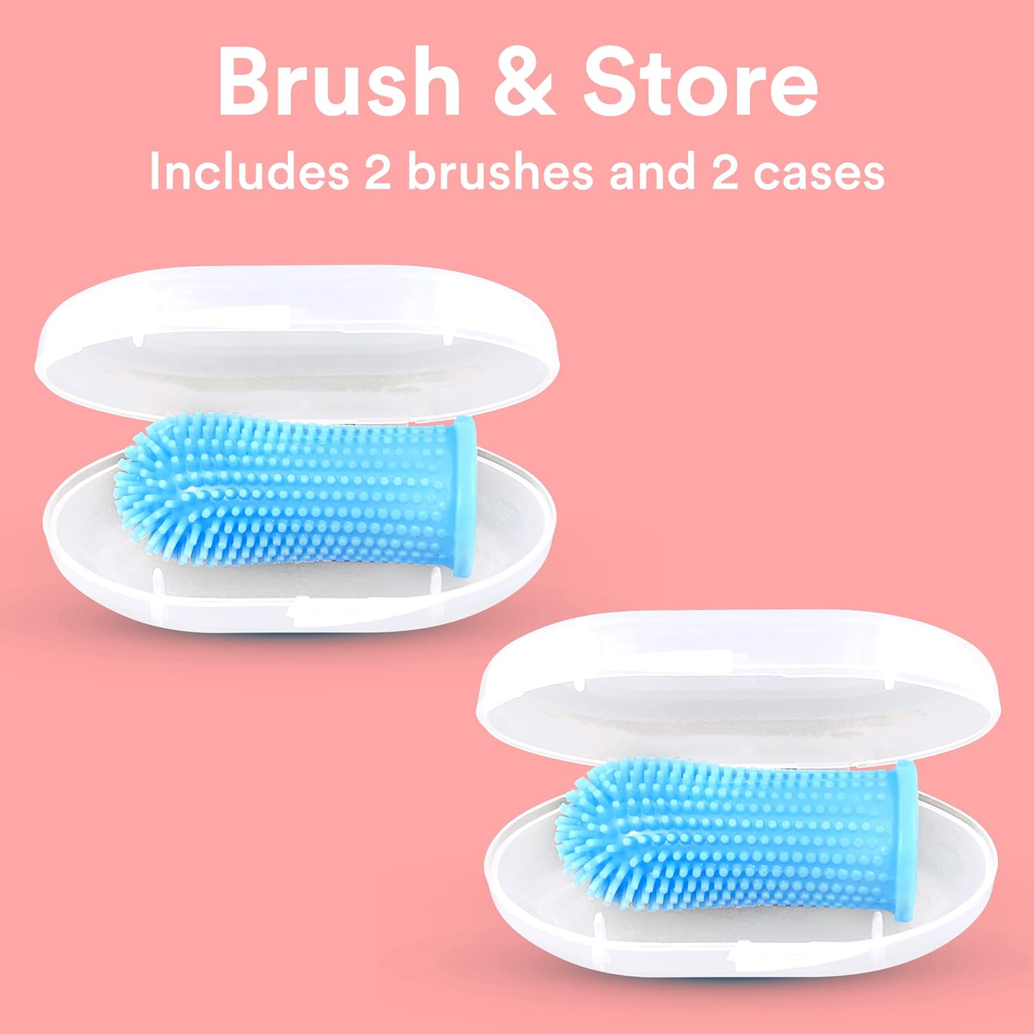 Jasper Dog Toothbrush, 360-Degree Silicone Dog Finger Toothbrush with Storage Cases, Dog Tooth Brushing Kit, Dog Teeth Cleaning Kit for Medium and Large Dogs, Use with Dog Toothpaste, 2-Pack Blue · v5