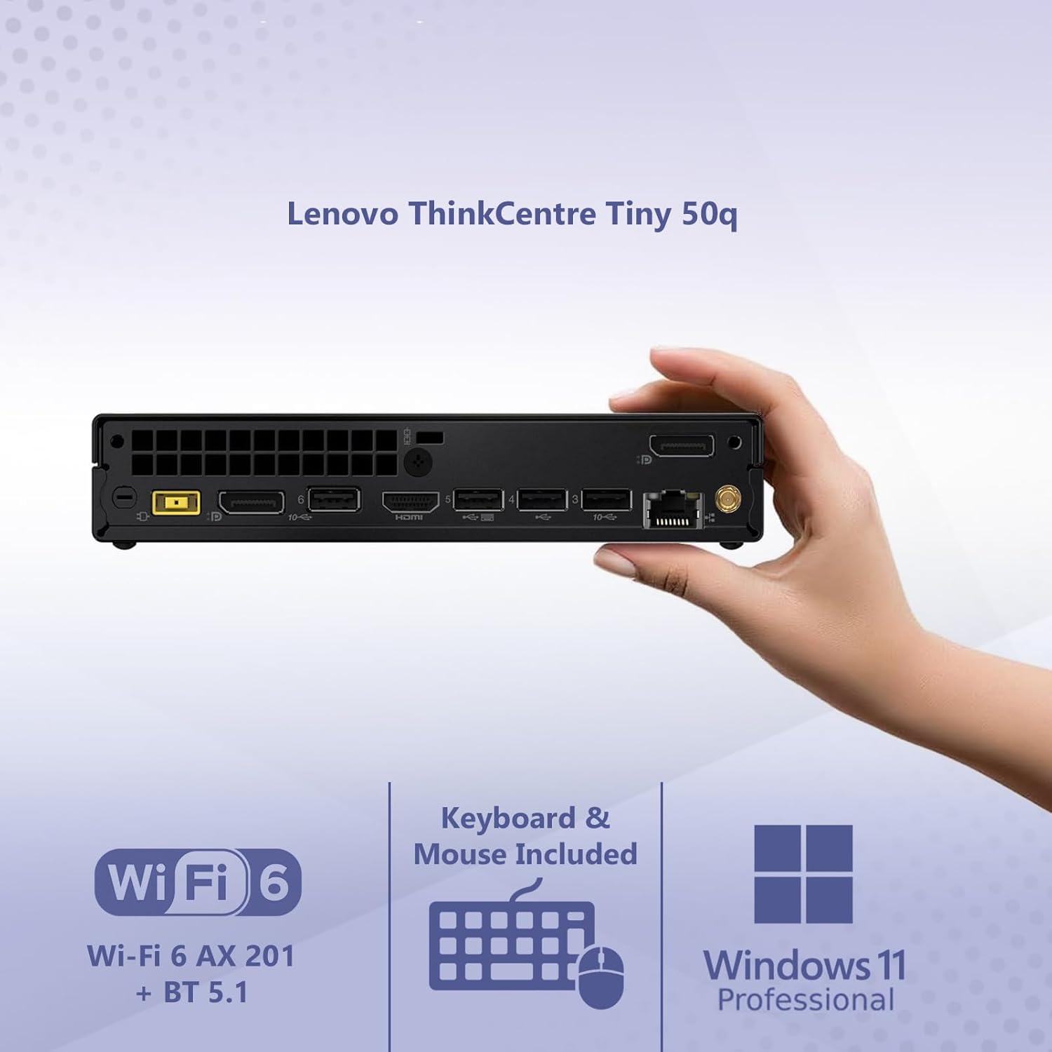 OEM Lenovo ThinkCentre Tiny 50q Intel Octa Core i5-13420H (Beats Intel i7-1260P), 32GB RAM, 1TB NVMe, 2X DP Port, HDMI, WiFi 6   BT, RJ-45, W11P, Business Desktop · v5