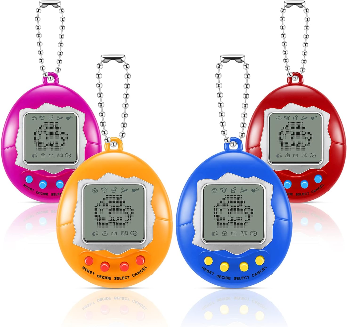 4 Pieces Virtual Electronic Digital Pet Keychain Game Digital Game Keychain Nostalgic Virtual Digital Pet Retro Handheld Electronic Game Machine with Keychain for Boys Girls, Purple, Red, Yellow, Blue · v3