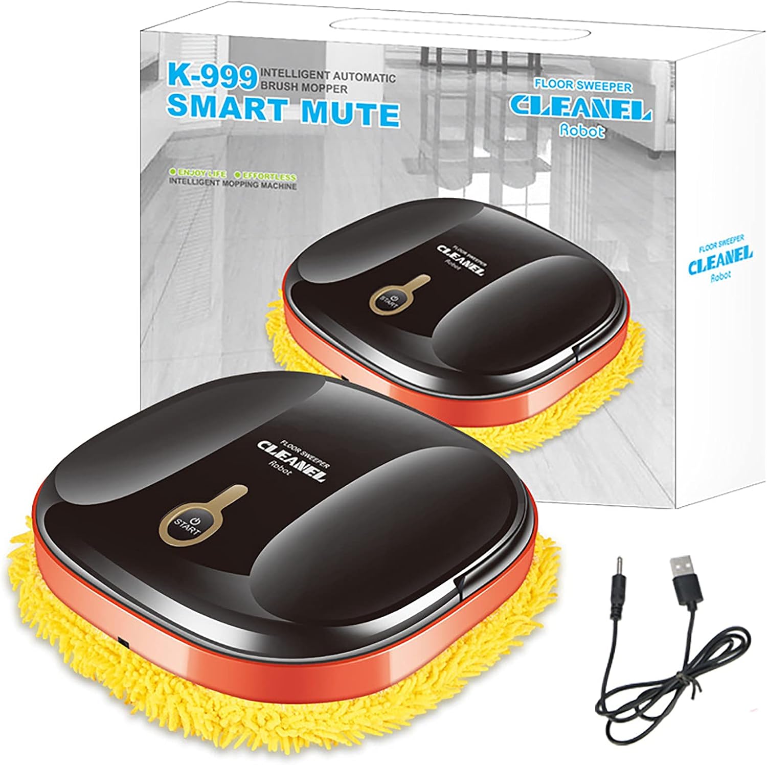 Lazy Home Smart Household Mopping Robot, Low Noise Automatic Floor Mopping Robot Wet and Dry,Sweeping Robot Smart Vacuum Cleaner Home Smart Cleaning Tool (Black) · v7