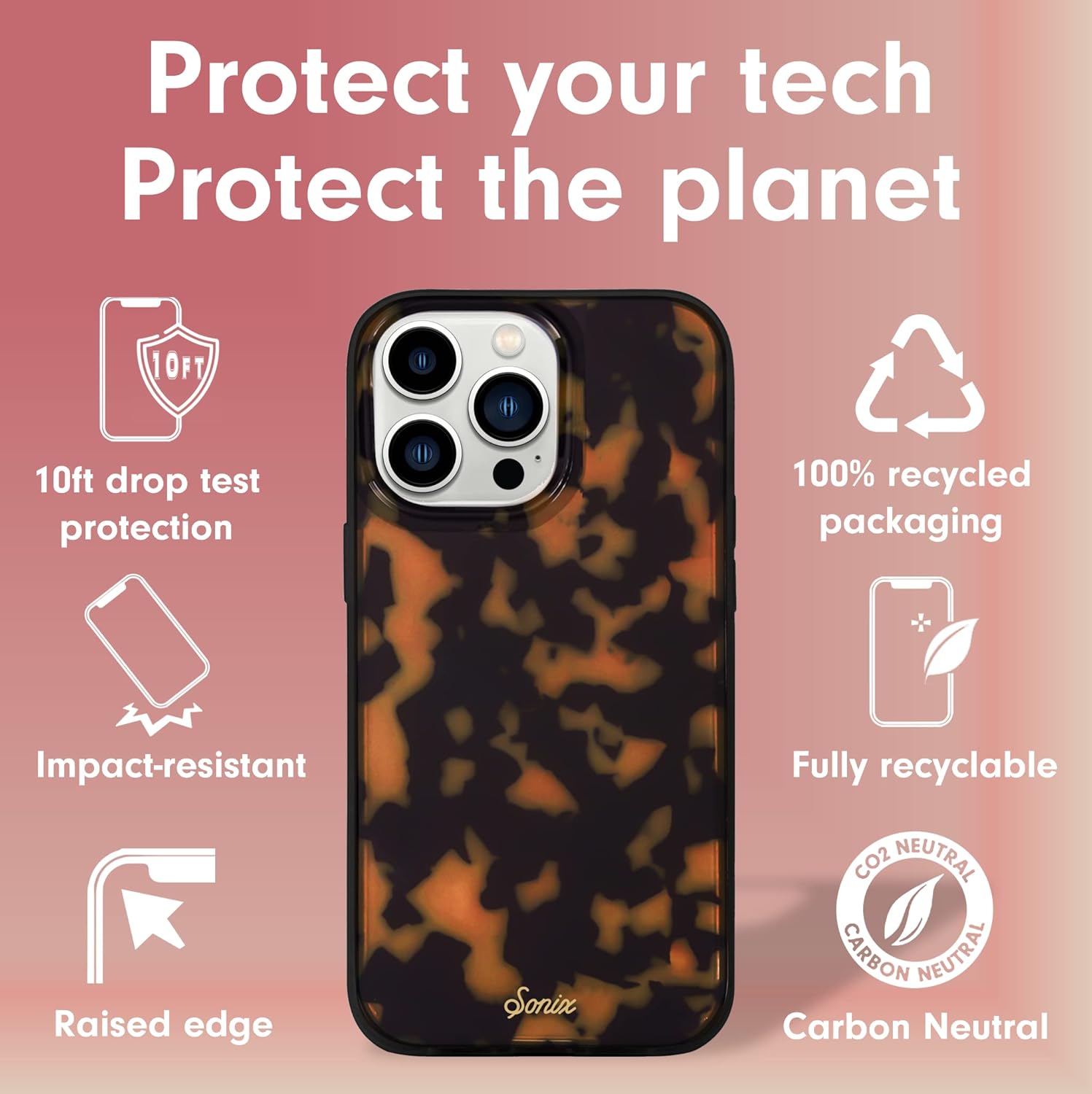 Custodia per telefono Sonix per iPhone 13 Pro | Testata contro cadute da 3 m | Custodia tartarugata classica | Brown Tort