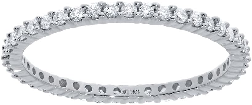 แหวนเพชร La Joya 1/3-1 CT TW Certified Lab Created Diamond Eternity Band สำหรับผู้หญิง | แหวนครบรอบแต่งงานทองคำแท้ 10k ประกายแวววาว แหวนแบบซ้อนได้