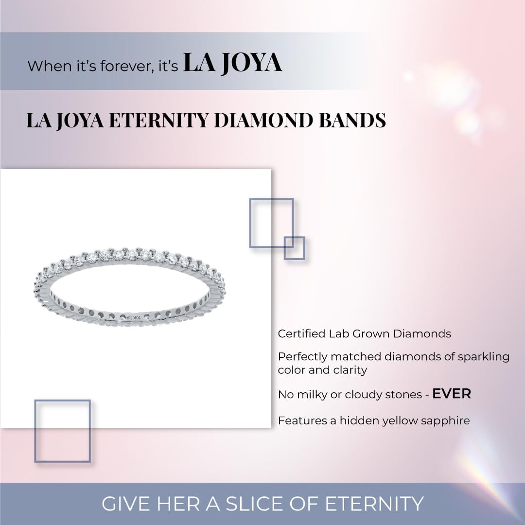 แหวนเพชร La Joya 1/3-1 CT TW Certified Lab Created Diamond Eternity Band สำหรับผู้หญิง | แหวนครบรอบแต่งงานทองคำแท้ 10k ประกายแวววาว แหวนแบบซ้อนได้