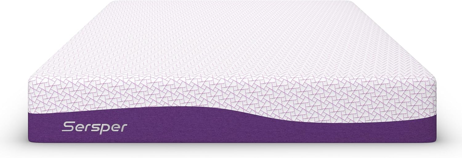 Sersper 8 Inch Bamboo Charcoal Cooling Gel Memory Foam Queen Mattress -Medium Plush - with Moisture Wicking Cover and Edge Support for Motion Isolating · v2