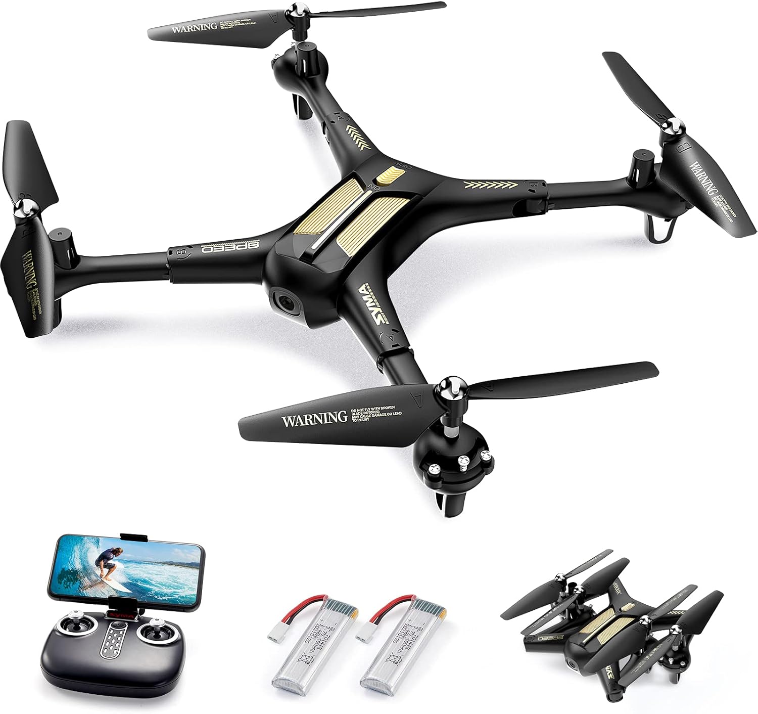 Drone con fotocamera, SYMA X600W, fotocamera FPV pieghevole 1080P, droni per adulti e bambini, quadricottero telecomandato, giocattoli regalo per ragazzi e ragazze con mantenimento dell'altitudine, modalità Headless, One Key Start, 3D Flips 2 batterie