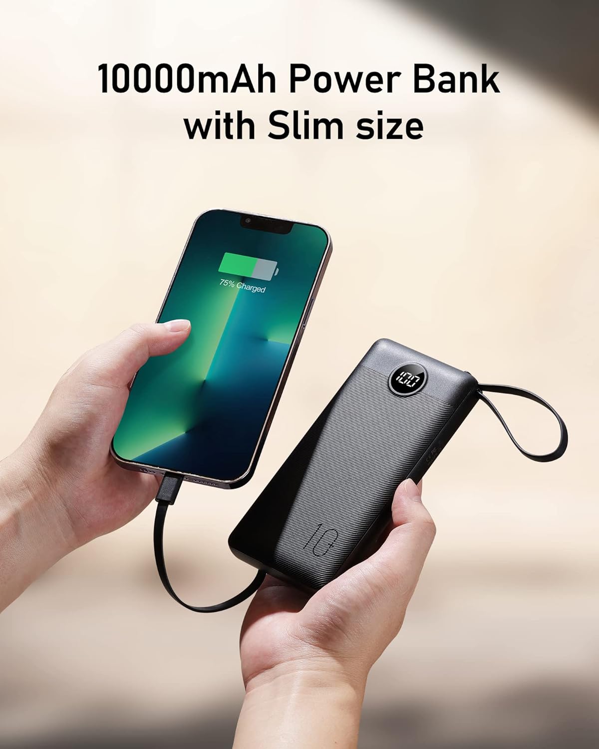 VEEKTOMX Portable Charger with Built-in Cables, 10000mAh Power Bank for iPhone, Slim Fast Charge USB C Battery Pack, Travel Essentials Powerbank Compatible with iPhone 15/14/13, Samsung, Android, etc · v2